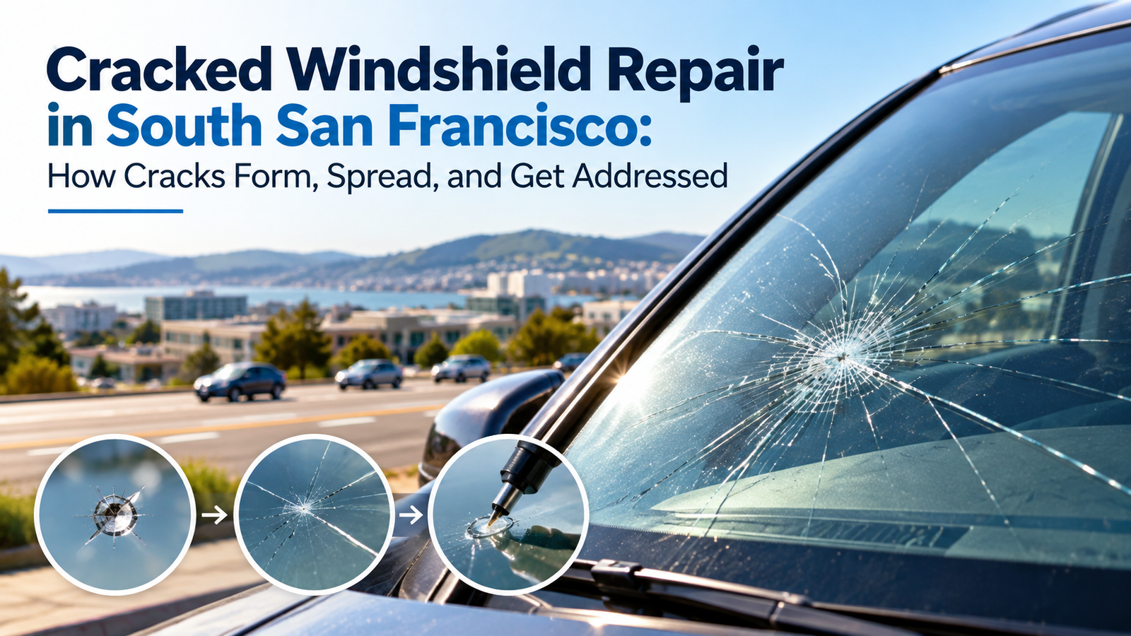 Cracked Windshield Repair in South San Francisco: How Cracks Form, Spread, and Get Addressed